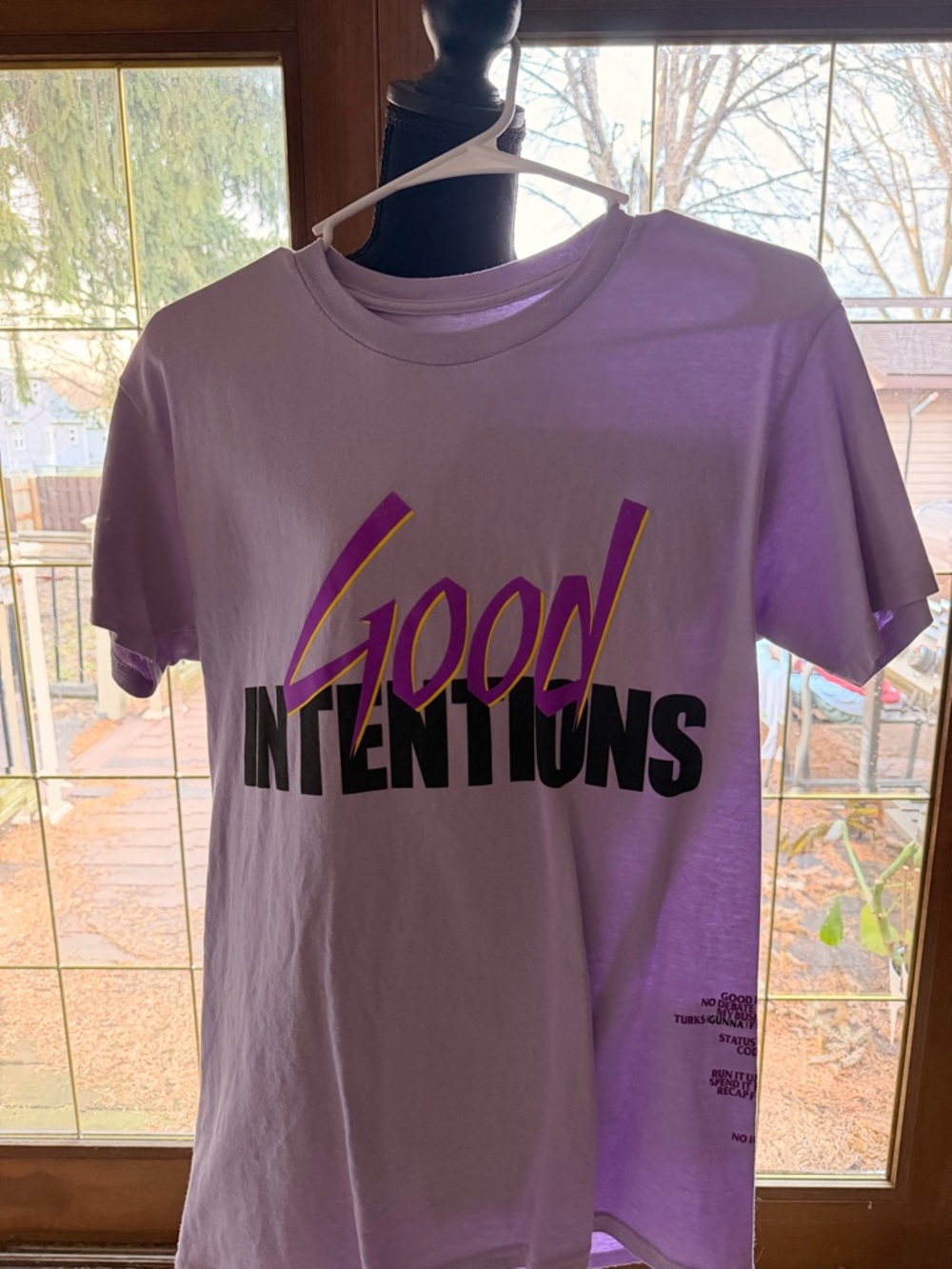 VLONE Lavender "Good Intentions" Graphic Tee